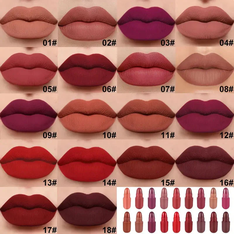 18 pcs/set Long-Lasting Velvet Matte Capsule Lipstick Set - Image 4